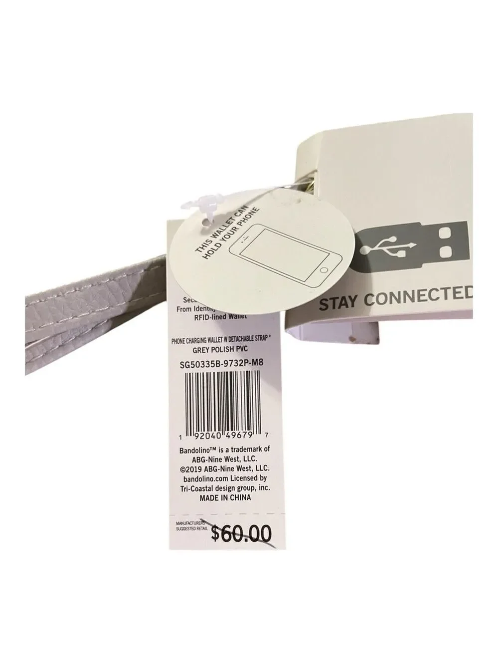 Bandolino Beige Wristlet Charging Pouch Clutch, USB Power Bank for Phone, NWT